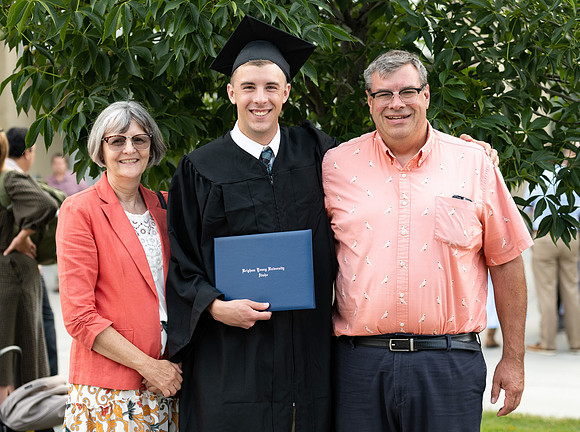 Graduates around campus.