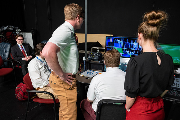 Behind the scenes of devotional in the I-Center.
