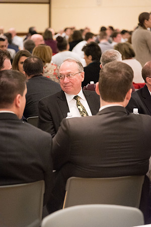 Faculty enjoy a luncheon with Clayton Christensen, the Kim B. Clark Professor of Business Administration at the Harvard Business School
