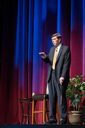 Clayton Christensen speaks to students about Disruptive Innovation during a Thursday forum.