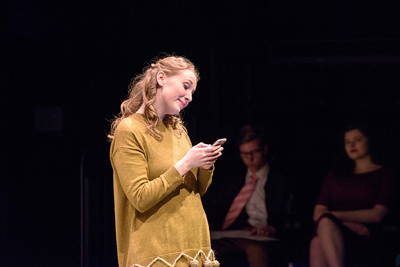 A man attempts to propose to his girlfriend, who is constantly glued to her phone, in this comical one-act opera at BYU-Idaho.