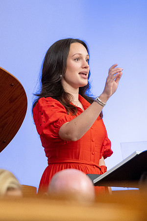 A cellist and pianist perform during devotional.