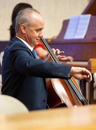 A cellist and pianist perform during devotional.