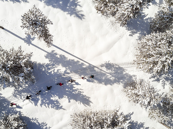 Students go snowshoeing at Harriman Park, located in Island Park, Idaho