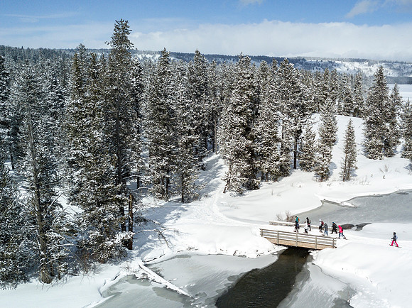 Students go snowshoeing at Harriman Park, located in Island Park, Idaho