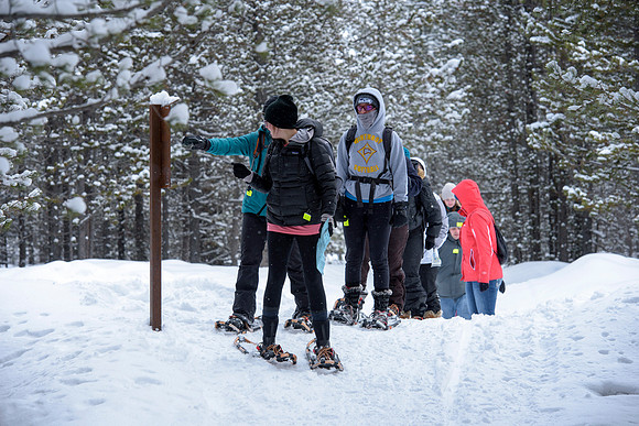 Students go snowshoeing at Harriman Park, located in Island Park, Idaho