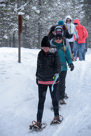 Students go snowshoeing at Harriman Park, located in Island Park, Idaho