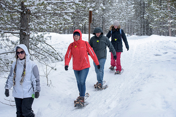 Students go snowshoeing at Harriman Park, located in Island Park, Idaho