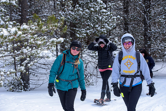 Students go snowshoeing at Harriman Park, located in Island Park, Idaho