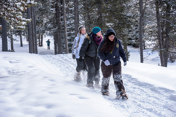 Students go snowshoeing at Harriman Park, located in Island Park, Idaho