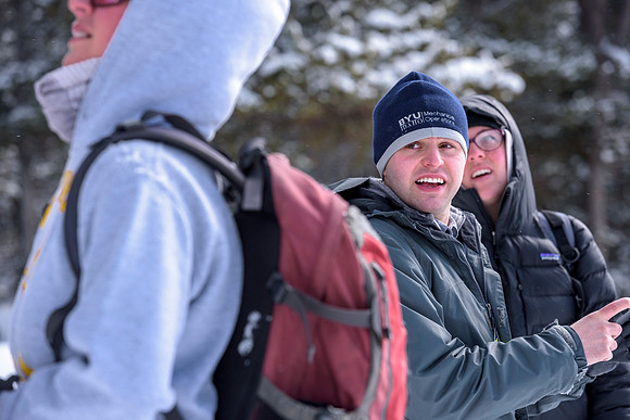 Students go snowshoeing at Harriman Park, located in Island Park, Idaho