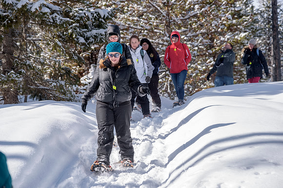Students go snowshoeing at Harriman Park, located in Island Park, Idaho