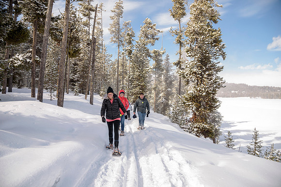 Students go snowshoeing at Harriman Park, located in Island Park, Idaho