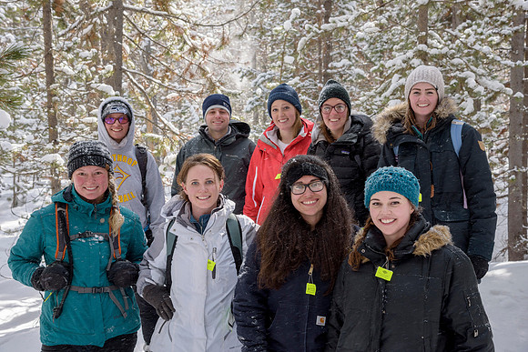 Students go snowshoeing at Harriman Park, located in Island Park, Idaho