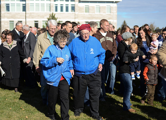 Alumni and students gather to commemorate a 125 years of Ricks College and BYU-Idaho.