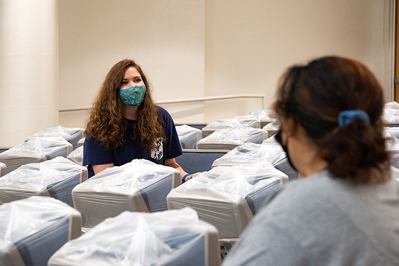 Brother Castro teaches a Missionary Prep during Summer session 2020. Students are separated to be social distance and wear masks during the COVID-19 Pandemic.