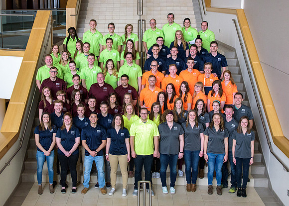 The various student support groups come together for a group photo.