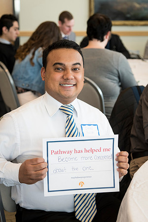 Pathway student employees meet together to discuss the Pathway program.