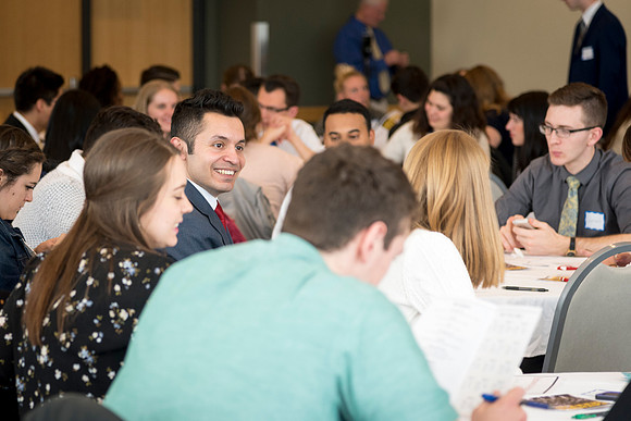 Pathway student employees meet together to discuss the Pathway program.