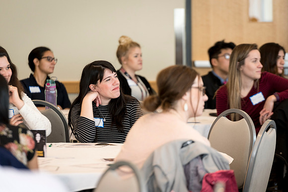 Pathway student employees meet together to discuss the Pathway program.