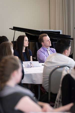Pathway student employees meet together to discuss the Pathway program.