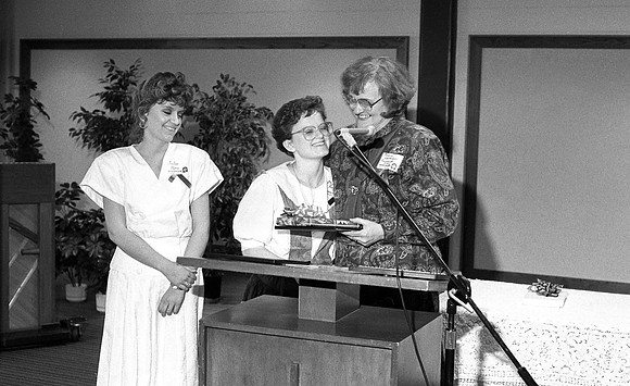 Award recipient. Faculty Mary Carolyn Pugmire Stoy. March 1988