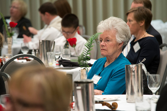 Eliza R. Snow Award members and guest enjoy an evening of god food and entertainment honoring Rick and Cheryl Hansen for their service towards the Arts.