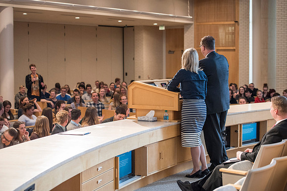 President and Sister Gilbert teach a Foundations class about the "The Family, A Proclamation to the World".