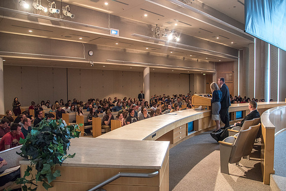 President and Sister Gilbert teach a Foundations class about the "The Family, A Proclamation to the World".