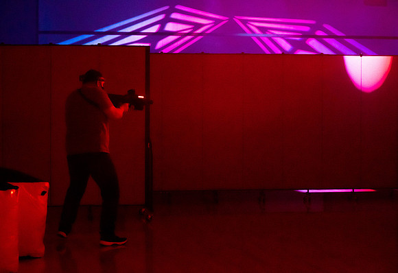 BYUI students play laser tag in the Manwaring Center.