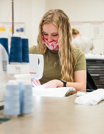 BYUI Apparel Entrepreneurship students sewing and creating dresses for the bridal sewing class.