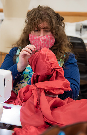 BYUI Apparel Entrepreneurship students sewing and creating dresses for the bridal sewing class.