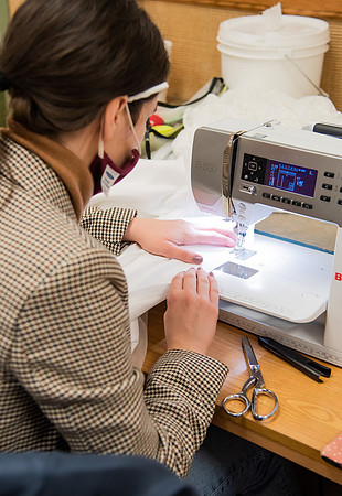 BYUI Apparel Entrepreneurship students sewing and creating dresses for the bridal sewing class.