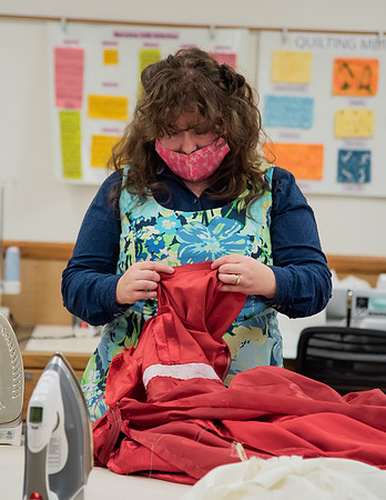 BYUI Apparel Entrepreneurship students sewing and creating dresses for the bridal sewing class.