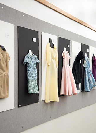 BYUI Apparel Entrepreneurship students sewing and creating dresses for the bridal sewing class.