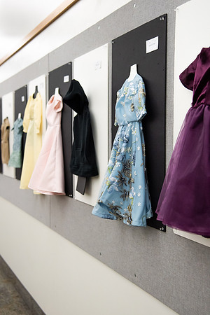 BYUI Apparel Entrepreneurship students sewing and creating dresses for the bridal sewing class.