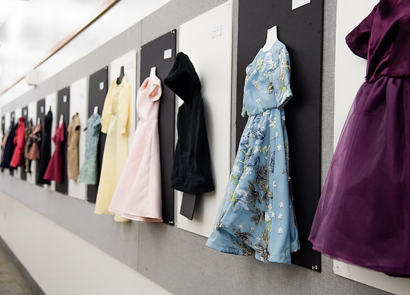 BYUI Apparel Entrepreneurship students sewing and creating dresses for the bridal sewing class.