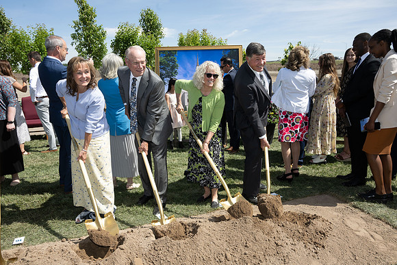 Teton River Temple Groundbreaking ceremony on a beautiful clear morning in North Rexburg, Idaho.