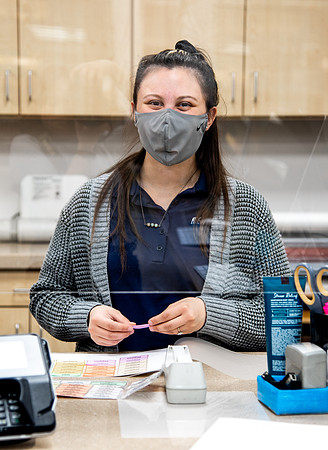 Student employee Jayda Abbott working on Campus during Covid-19.