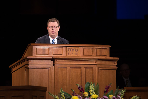 President and Sister Gilbert give their last devotional address at BYU-Idaho