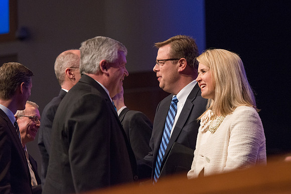 President and Sister Gilbert give their farewell devotional address at BYU-Idaho.