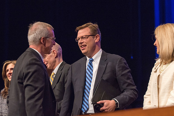 President and Sister Gilbert give their farewell devotional address at BYU-Idaho.