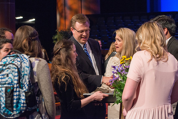 President and Sister Gilbert give their farewell devotional address at BYU-Idaho.
