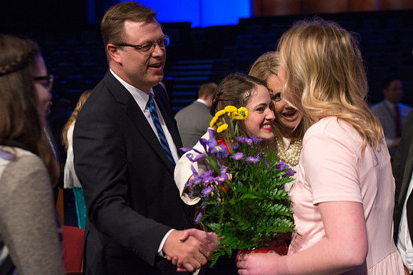 President and Sister Gilbert give their farewell devotional address at BYU-Idaho.