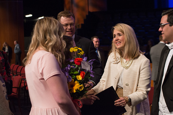 President and Sister Gilbert give their farewell devotional address at BYU-Idaho.