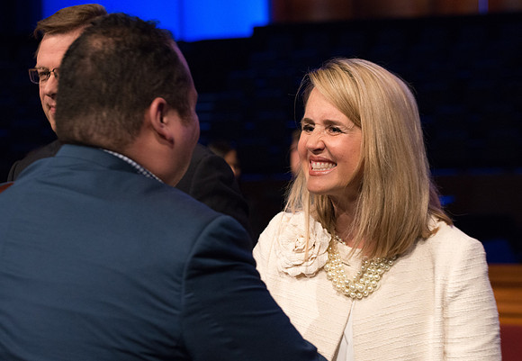 President and Sister Gilbert give their farewell devotional address at BYU-Idaho.