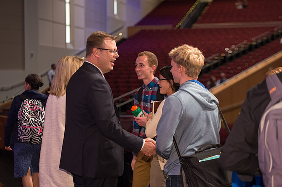 President and Sister Gilbert give their farewell devotional address at BYU-Idaho.