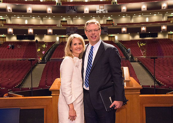 President and Sister Gilbert give their farewell devotional address at BYU-Idaho.
