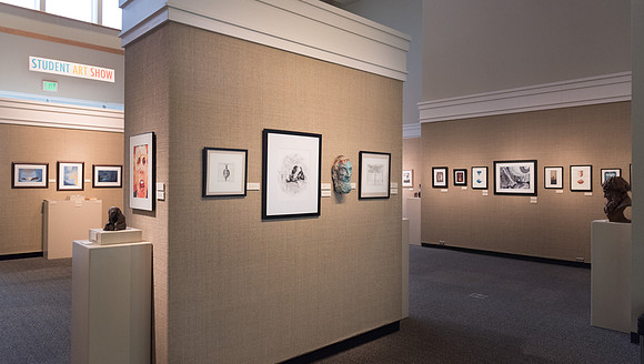 Student artwork displayed in the Spori Art Gallery.