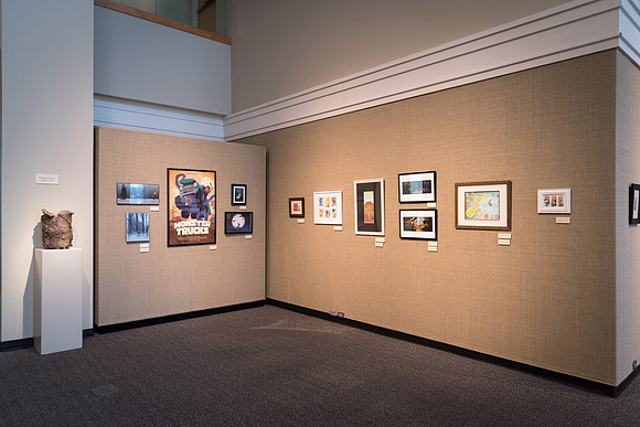 Student artwork displayed in the Spori Art Gallery.